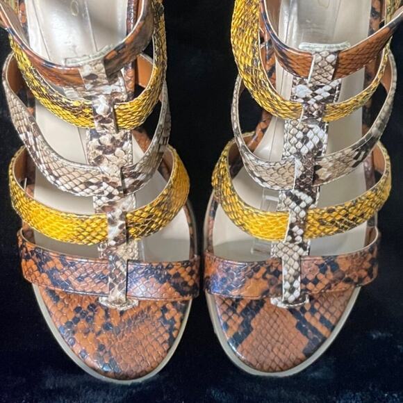 Aldo Women’s Strappy Snake Print Block Heel Sandals Size 7 Buckle Strap - Picture 2 of 10